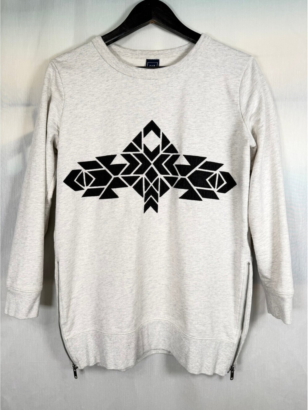 GAP Geometric Aztec Print Side-Zip Tunic Sweatshirt Women's Medium